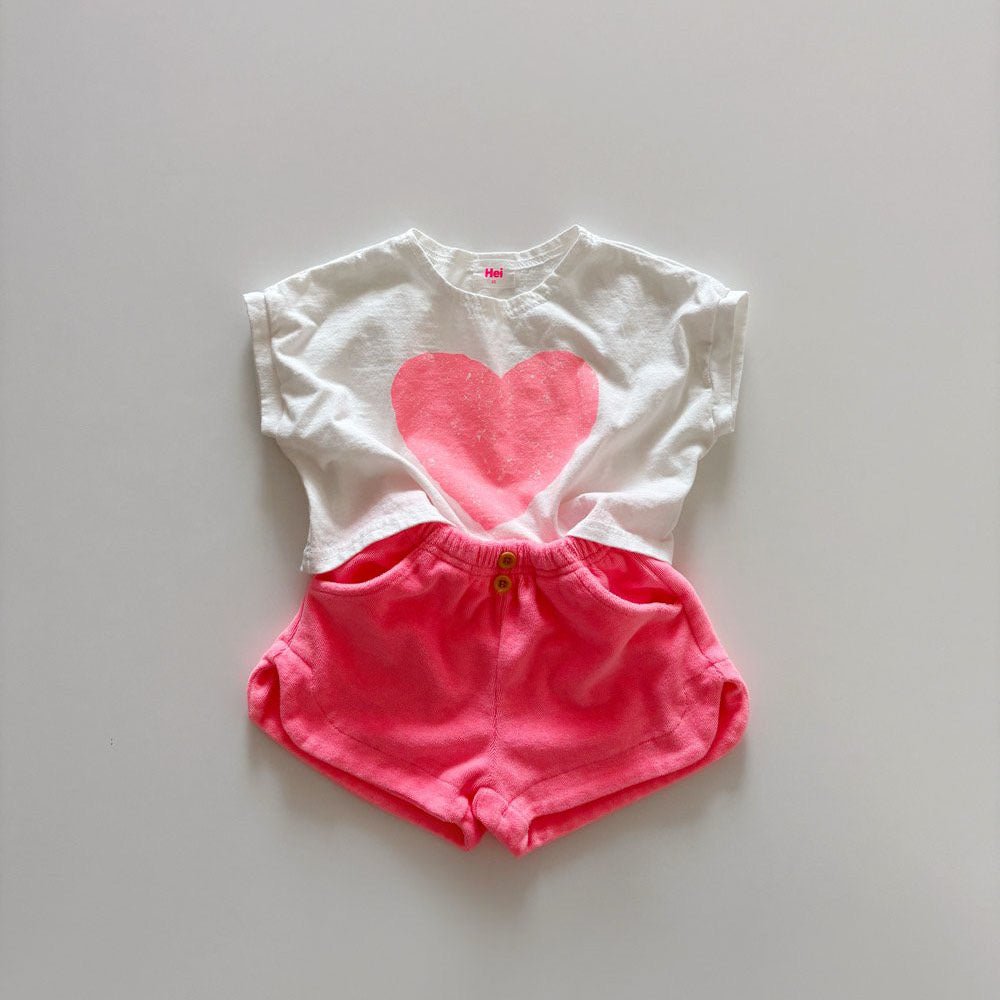 Toddler SS26 Heart Print Short Sleeve Cropped Top (1 - 6y) - 2 Colors kids outfit