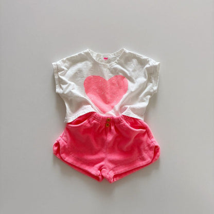 Toddler SS26 Heart Print Short Sleeve Cropped Top (1 - 6y) - 2 Colors kids outfit