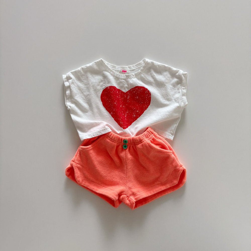 Toddler SS26 Heart Print Short Sleeve Cropped Top (1 - 6y) - 2 Colors kids outfit