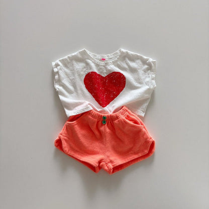 Toddler SS26 Heart Print Short Sleeve Cropped Top (1 - 6y) - 2 Colors kids outfit