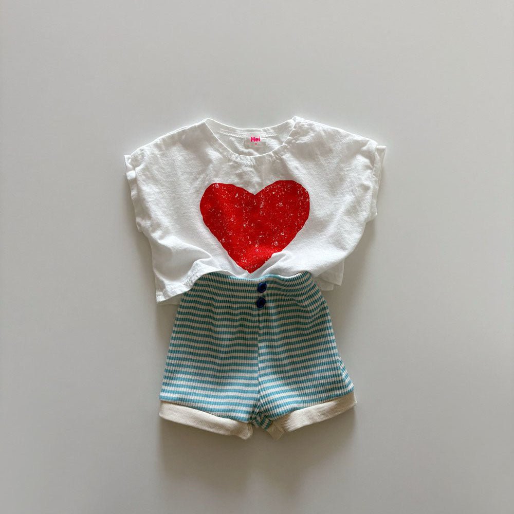 Toddler SS26 Heart Print Short Sleeve Cropped Top (1 - 6y) - 2 Colors kids outfit
