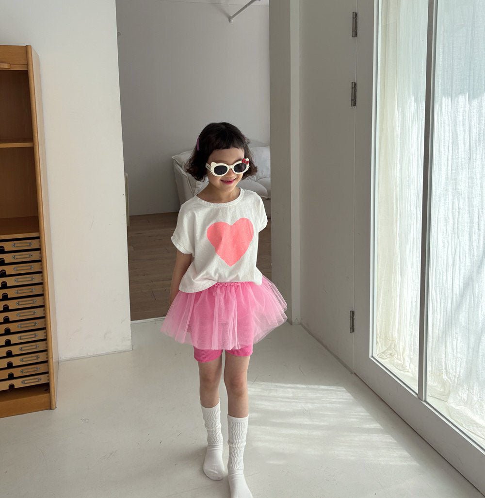 Toddler SS26 Heart Print Short Sleeve Cropped Top (1 - 6y) - 2 Colors kids outfit