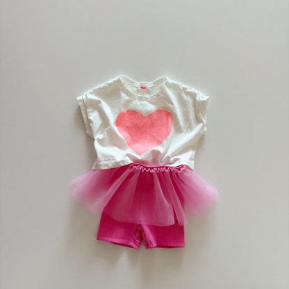 Toddler SS26 Heart Print Short Sleeve Cropped Top (1 - 6y) - 2 Colors kids outfit