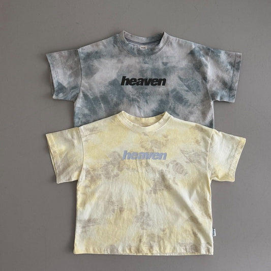 Toddler SS26 heaven Tie Dyed Loose Fit Short Sleeve Top (3-8y) - 2 Colors kids outfit