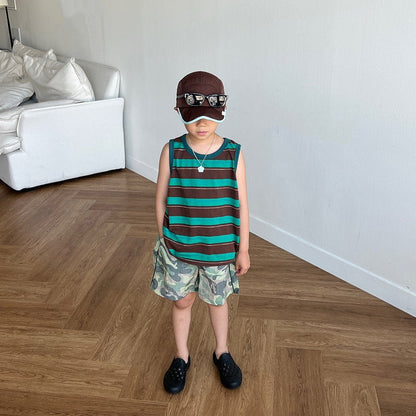Toddler SS26 Jacquard Stripe Sleeveless Top (3 - 11y) - 2 Colors kids outfit
