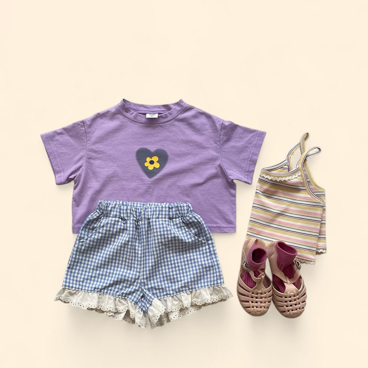 Toddler SS26 Lace Detail Gingham Shorts (3 - 7y) - 2 Colors - AT NOON STORE