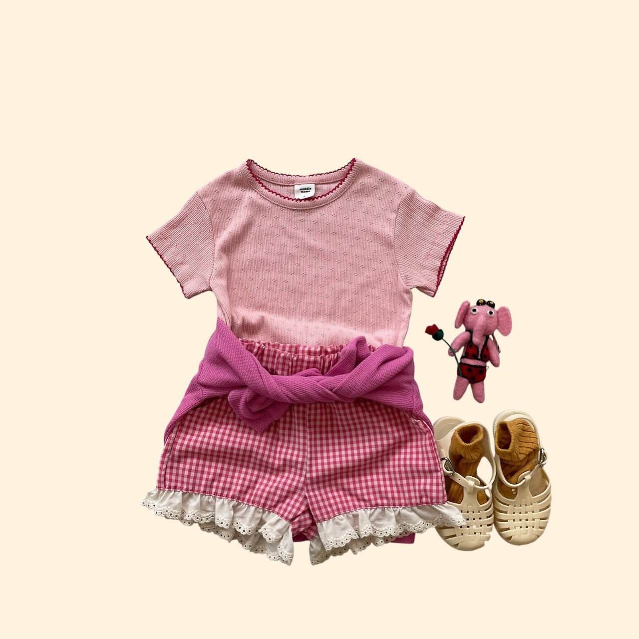 Toddler SS26 Lace Detail Gingham Shorts (3 - 7y) - 2 Colors - AT NOON STORE