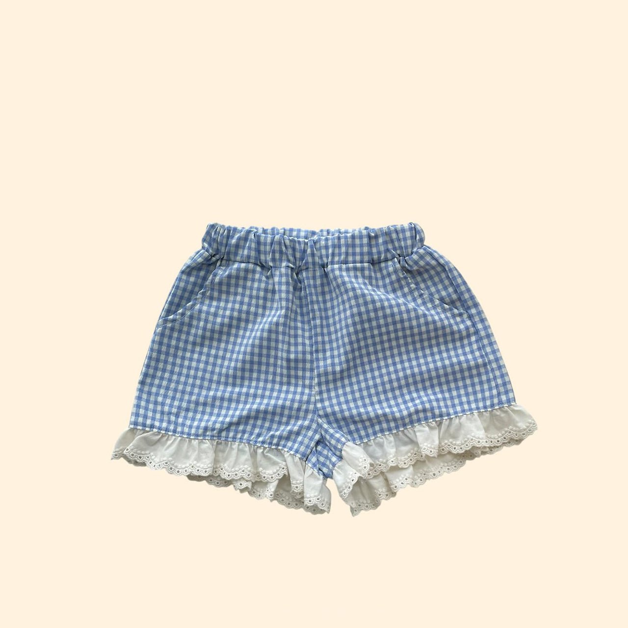 Toddler SS26 Lace Detail Gingham Shorts (3 - 7y) - 2 Colors - AT NOON STORE
