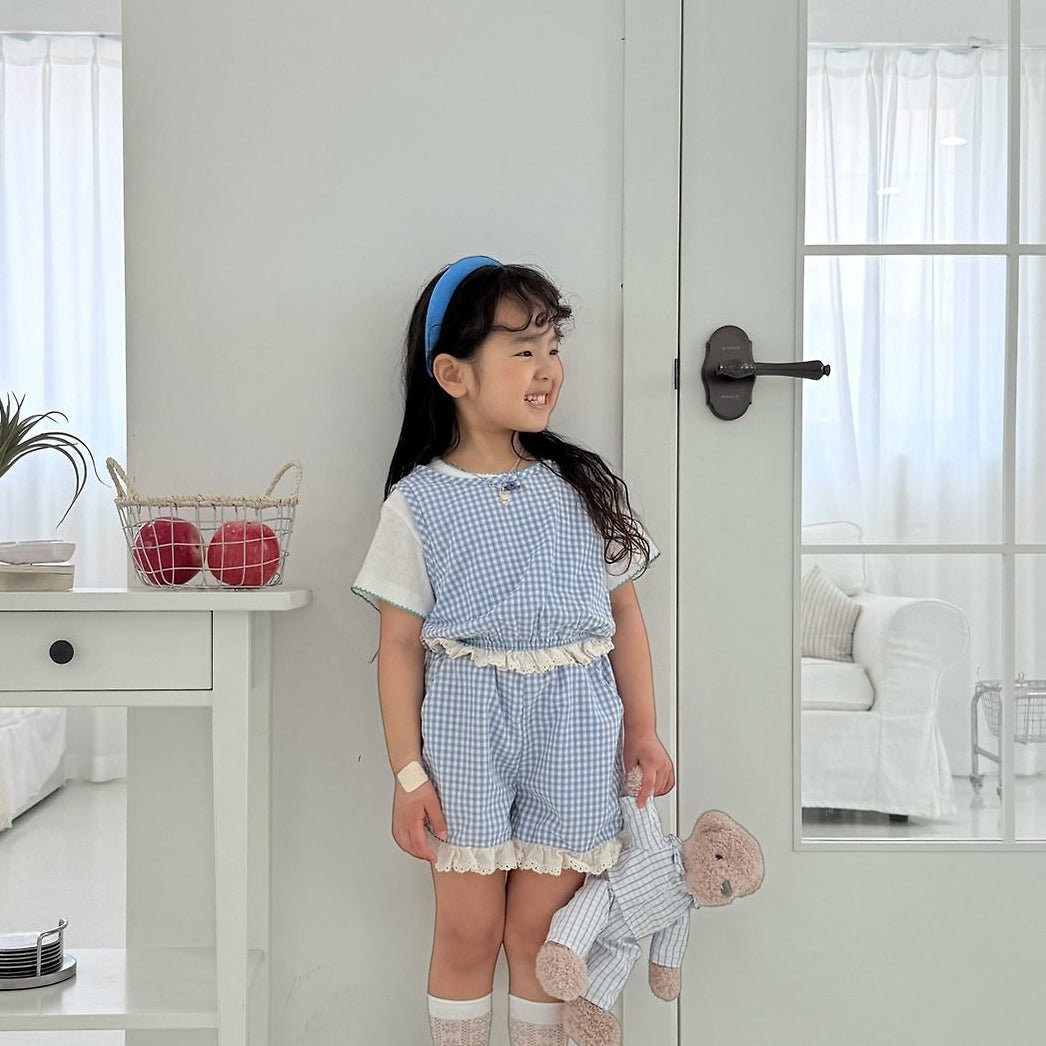 Toddler SS26 Lace Detail Gingham Shorts (3 - 7y) - 2 Colors - AT NOON STORE