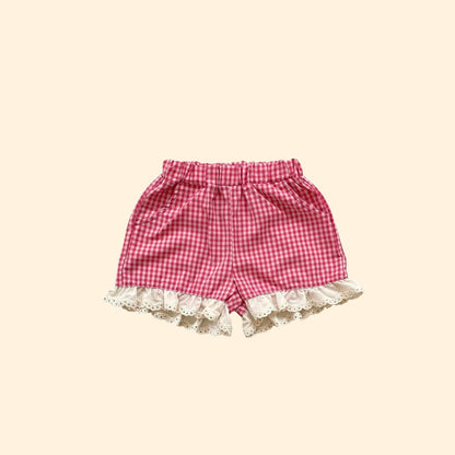 Toddler SS26 Lace Detail Gingham Shorts (3 - 7y) - 2 Colors - AT NOON STORE