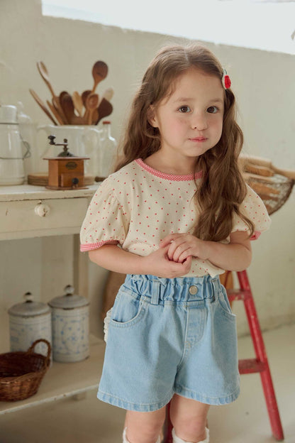 Toddler SS26 Lace Heart Pocket Denim Shorts (1 - 6y) - Denim - AT NOON STORE