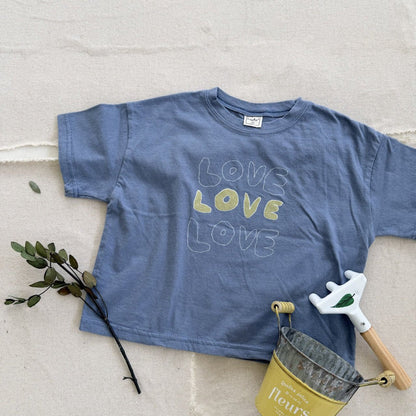 Toddler SS26 LOVE LOVE LOVE Loose Fit Short Sleeve Top (1 - 7y) - 2 Colors - AT NOON STORE