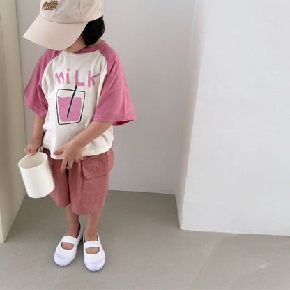 Toddler SS26 Milk Raglan Short Sleeve Top (1 - 7y) - 2 Colors - AT NOON STORE
