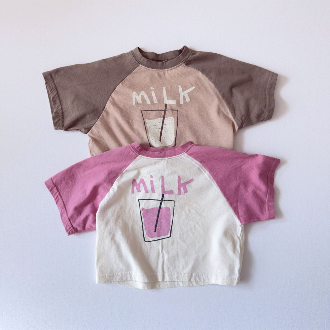 Toddler SS26 Milk Raglan Short Sleeve Top (1 - 7y) - 2 Colors - AT NOON STORE
