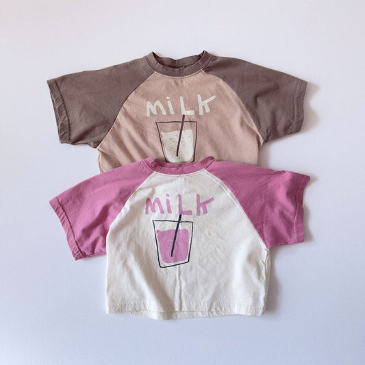 Toddler SS26 Milk Raglan Short Sleeve Top (1 - 7y) - 2 Colors - AT NOON STORE