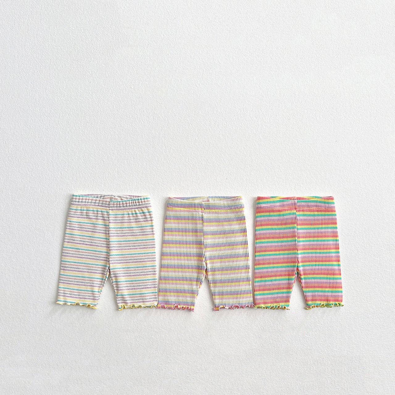 Toddler SS26 Multi Stripe Lettuce - Edge Ribbed Biker Shorts (2 - 8y) - 3 Colors - AT NOON STORE