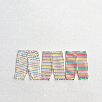 Toddler SS26 Multi Stripe Lettuce - Edge Ribbed Biker Shorts (2 - 8y) - 3 Colors - AT NOON STORE