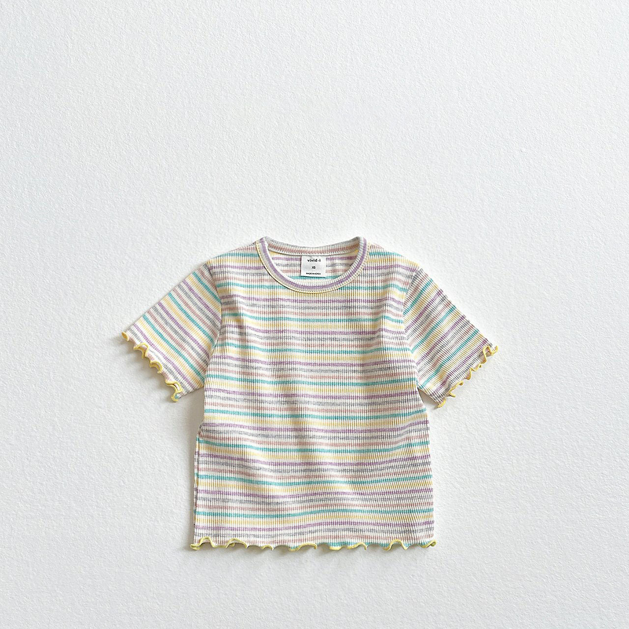 Toddler SS26 Multi Stripe Lettuce - Edge Ribbed Short Sleeve Top (2 - 8y) - 3 Colors - AT NOON STORE
