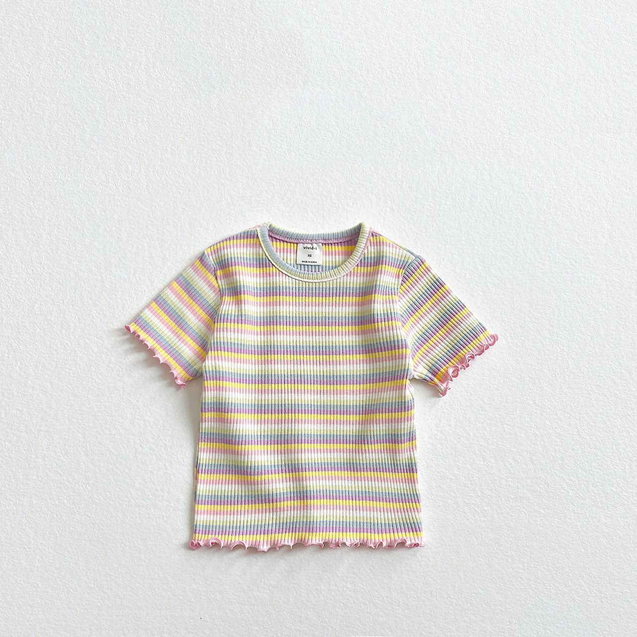 Toddler SS26 Multi Stripe Lettuce - Edge Ribbed Short Sleeve Top (2 - 8y) - 3 Colors - AT NOON STORE