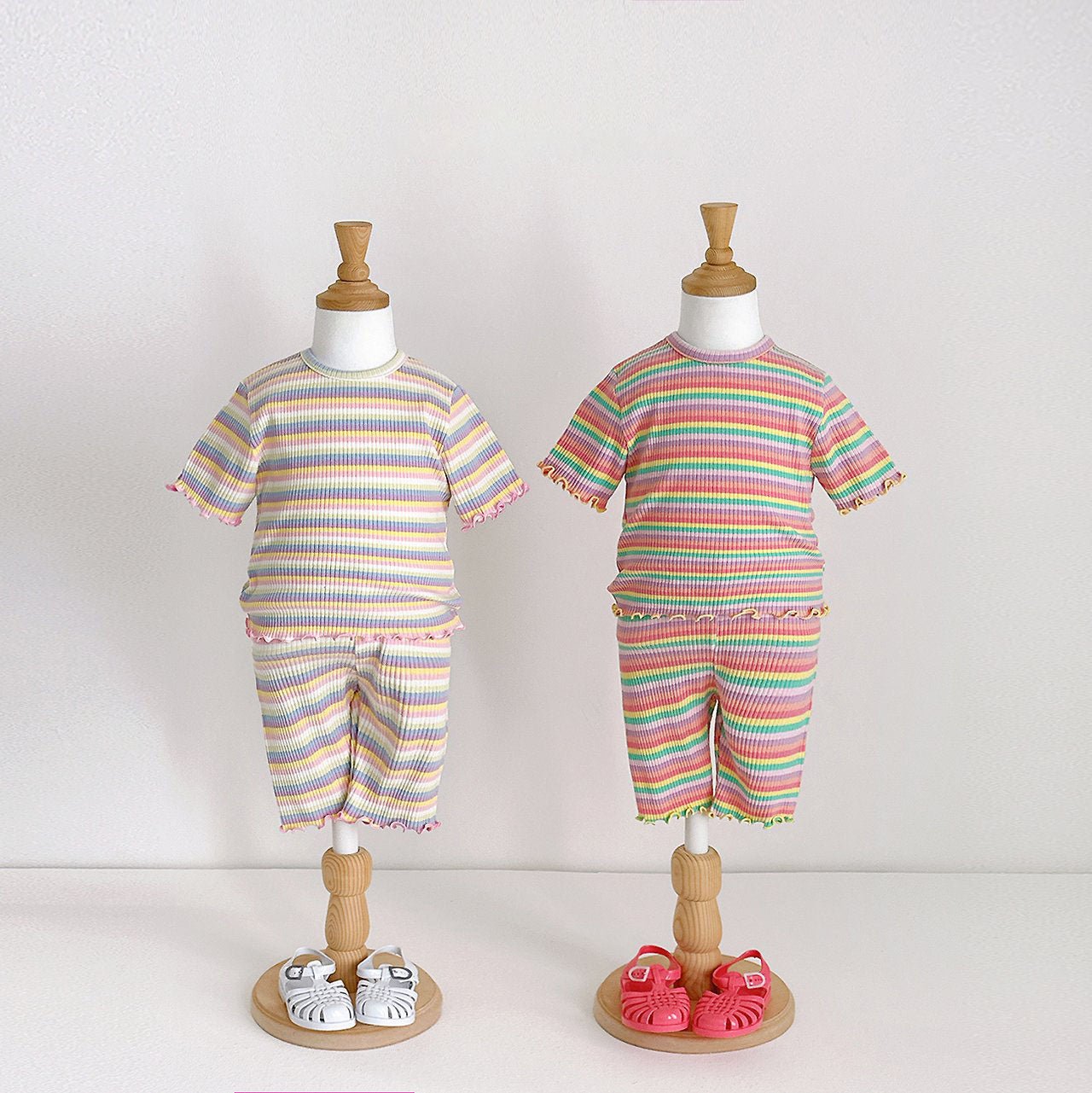 Toddler SS26 Multi Stripe Lettuce - Edge Ribbed Short Sleeve Top (2 - 8y) - 3 Colors - AT NOON STORE