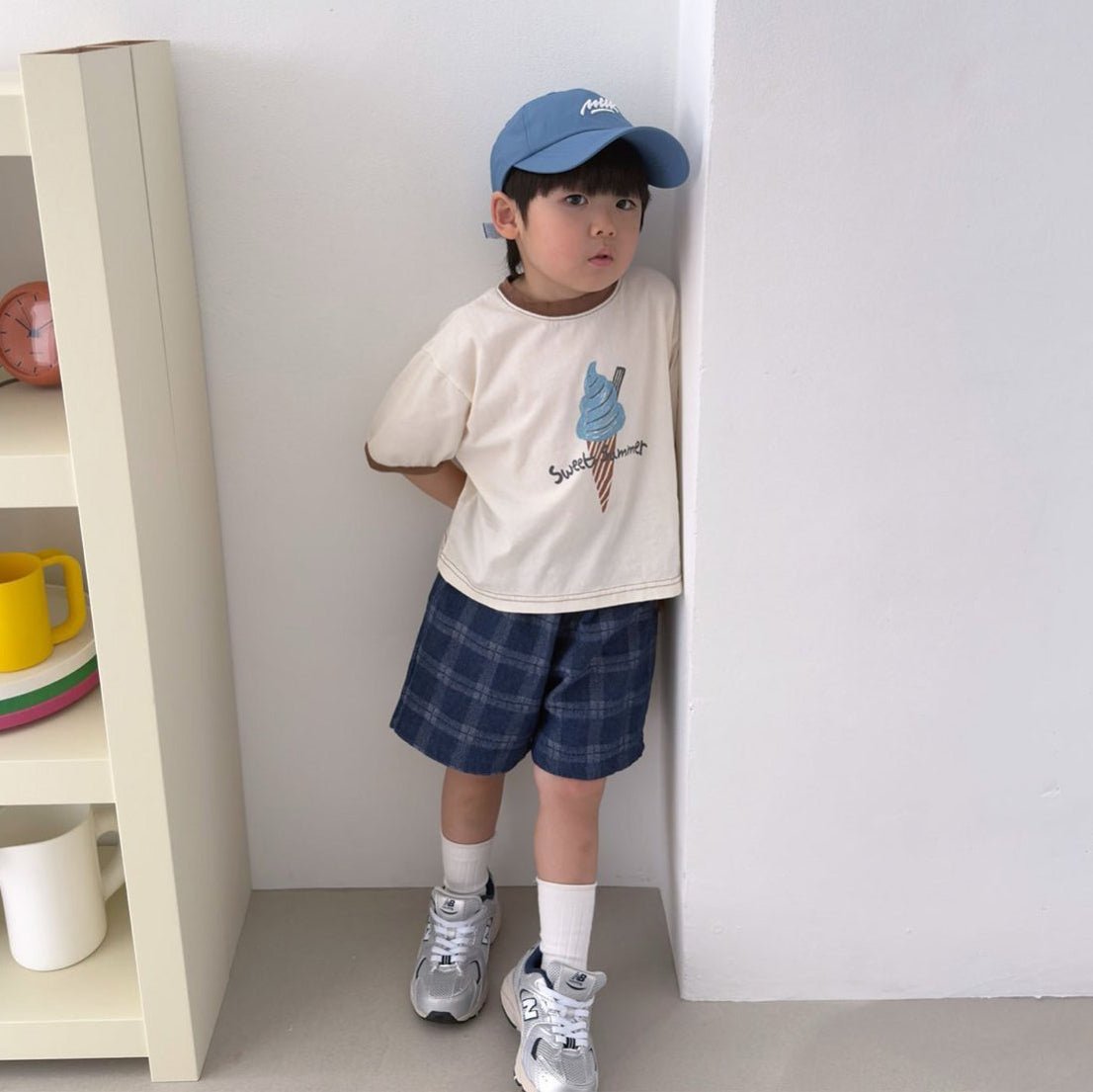 Toddler SS26 Plaid Denim Shorts (2 - 7y) - 2 Colors - AT NOON STORE