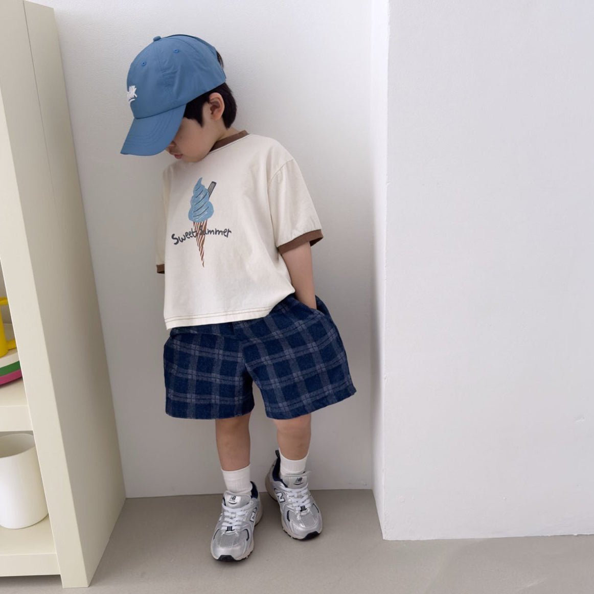 Toddler SS26 Plaid Denim Shorts (2 - 7y) - 2 Colors - AT NOON STORE
