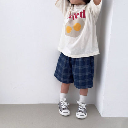 Toddler SS26 Plaid Denim Shorts (2 - 7y) - 2 Colors - AT NOON STORE