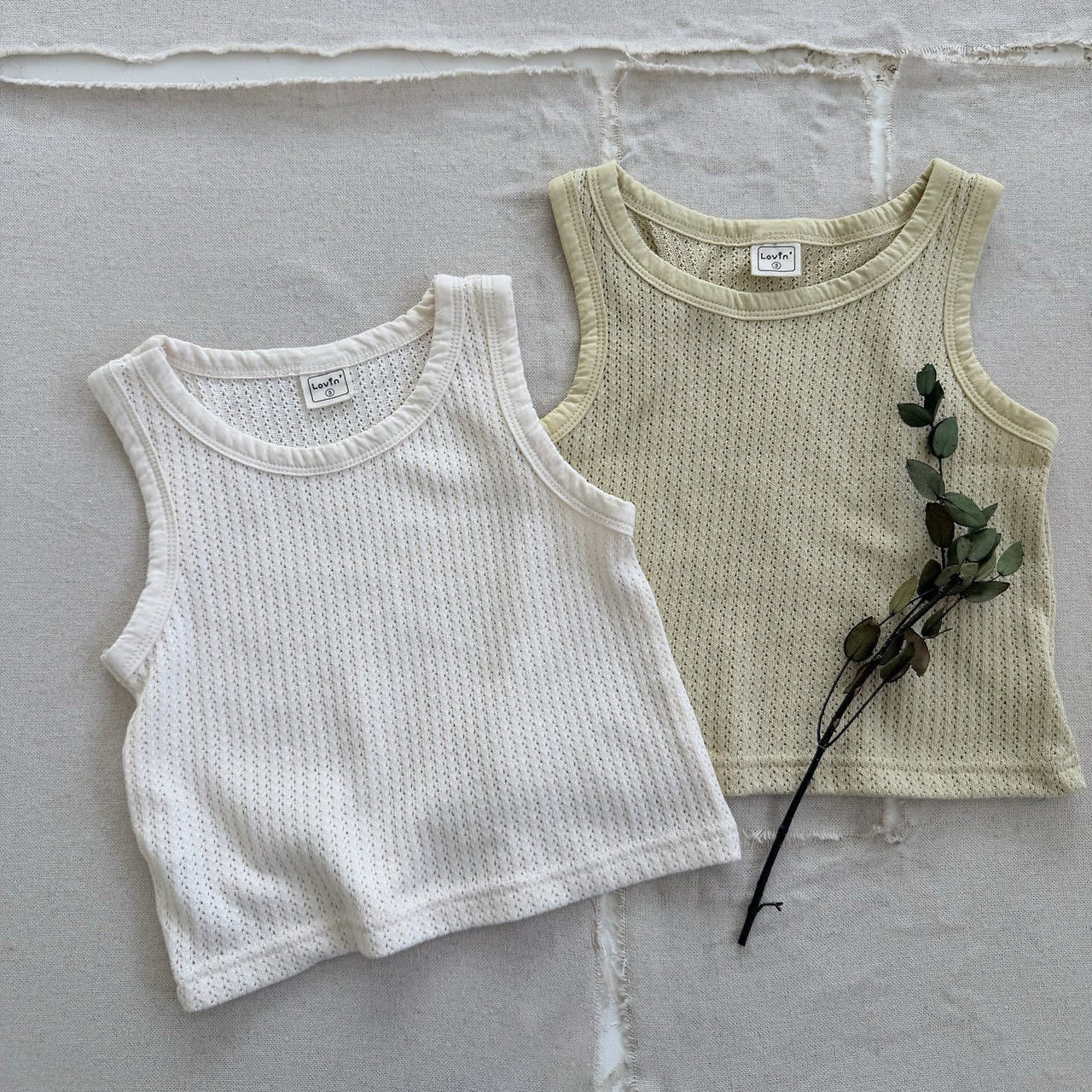 Toddler SS26 Pointelle Loose Fit Sleeveless Top (1 - 7y) - 2 Colors - AT NOON STORE