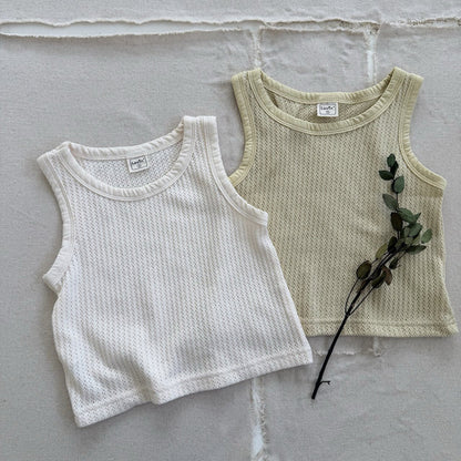 Toddler SS26 Pointelle Loose Fit Sleeveless Top (1 - 7y) - 2 Colors - AT NOON STORE