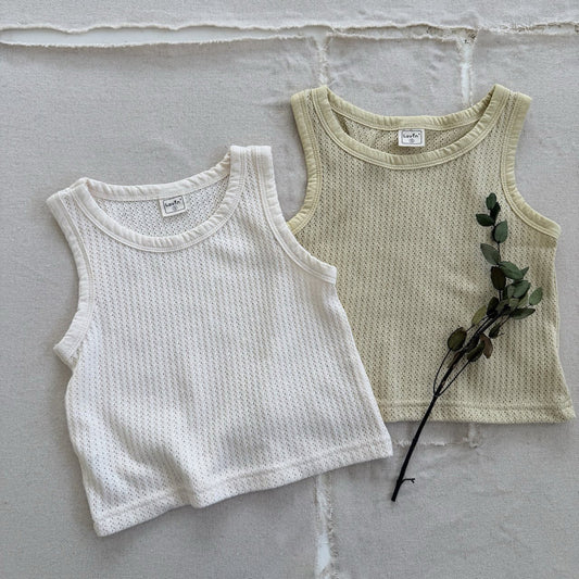 Toddler SS26 Pointelle Loose Fit Sleeveless Top (1 - 7y) - 2 Colors - AT NOON STORE