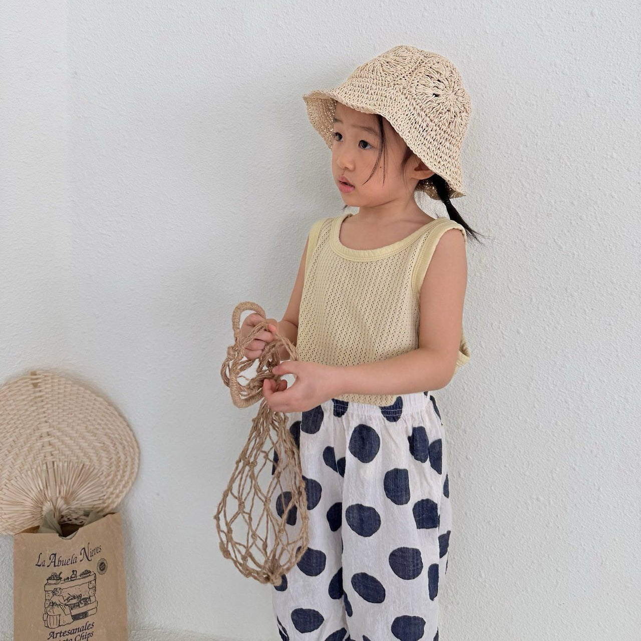 Toddler SS26 Pointelle Loose Fit Sleeveless Top (1 - 7y) - 2 Colors - AT NOON STORE
