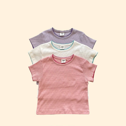 Toddler SS26 Pointelle Short Sleeve Top (3 - 7y) - 3 Colors - AT NOON STORE