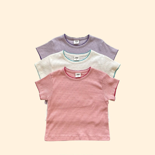 Toddler SS26 Pointelle Short Sleeve Top (3 - 7y) - 3 Colors - AT NOON STORE