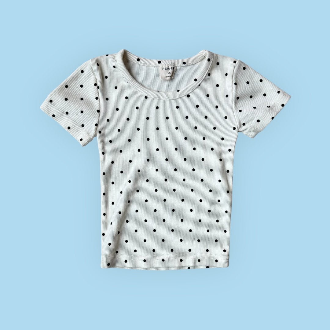 Toddler SS26 Polka Dot Ribbed Short Sleeve Top (1 - 7y) - 2 Colors - AT NOON STORE