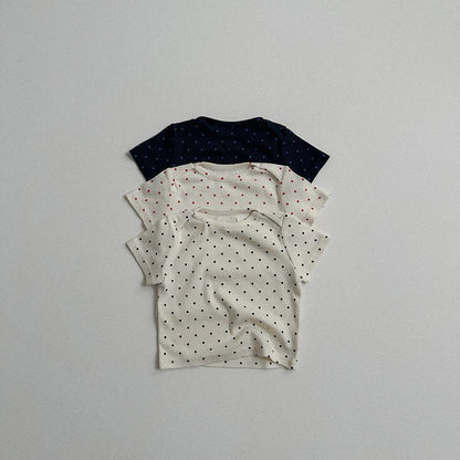 Toddler SS26 Polka Dot Ribbed Short Sleeve Top (10m - 4y) - 3 Colors - AT NOON STORE