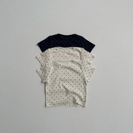Toddler SS26 Polka Dot Ribbed Short Sleeve Top (10m - 4y) - 3 Colors - AT NOON STORE