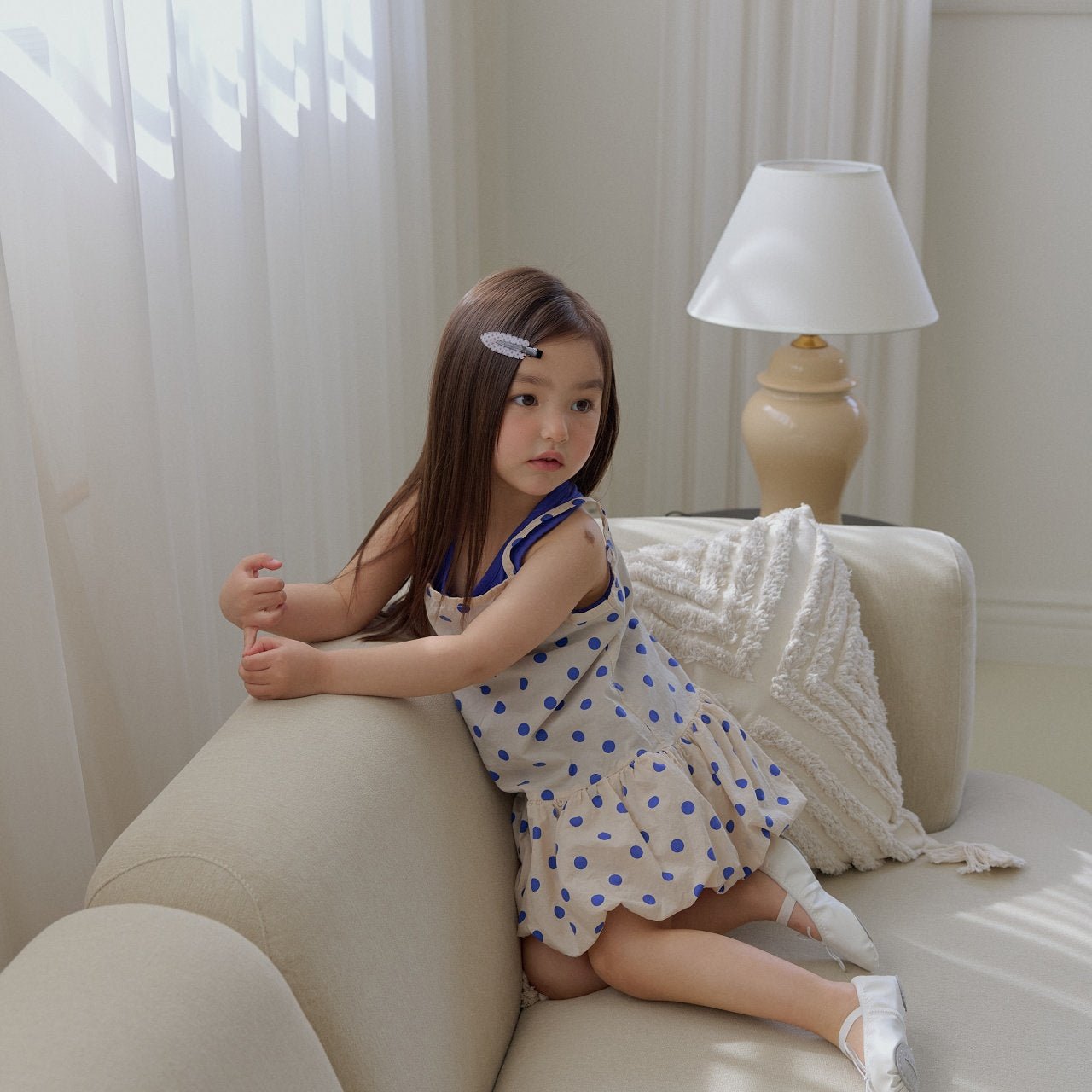 Toddler SS26 Polka Dot Tank Top Balloon Dress (3 - 7y) - Ivory - AT NOON STORE