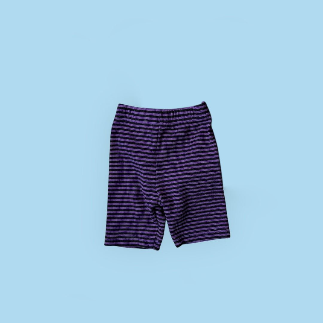 Toddler SS26 Ribbed Stripe Biker Shorts (1 - 7y) - Purple - AT NOON STORE