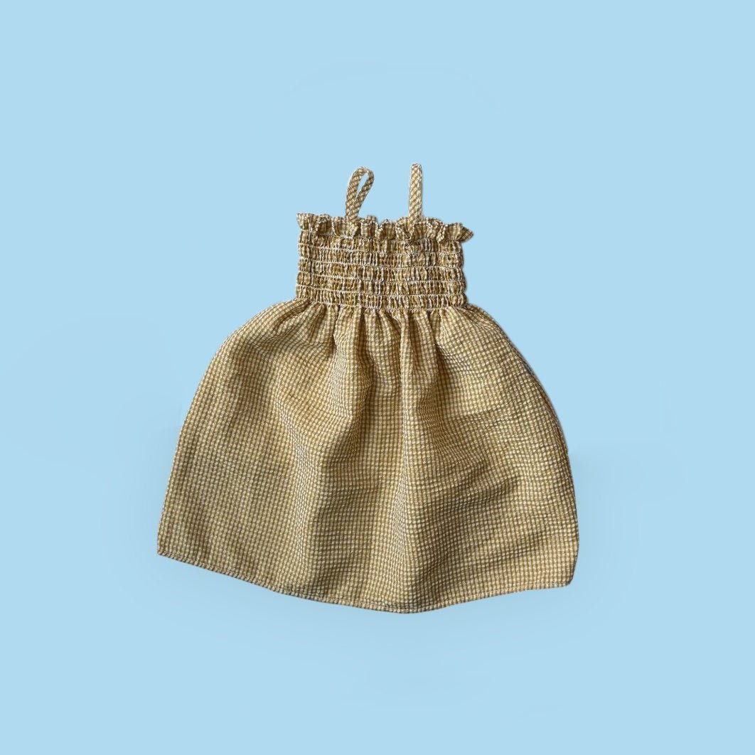 Toddler SS26 Seersucker Gingham Smocked Bodice Dress (1 - 7y) - Yellow - AT NOON STORE