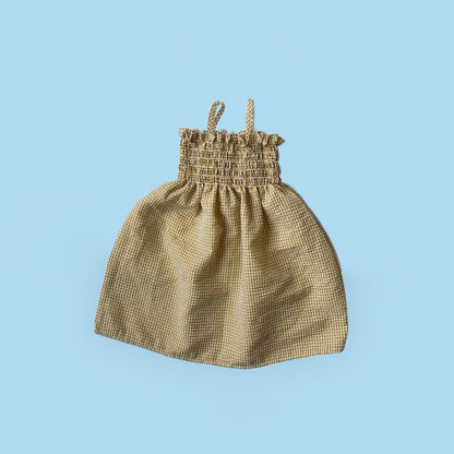 Toddler SS26 Seersucker Gingham Smocked Bodice Dress (1 - 7y) - Yellow - AT NOON STORE