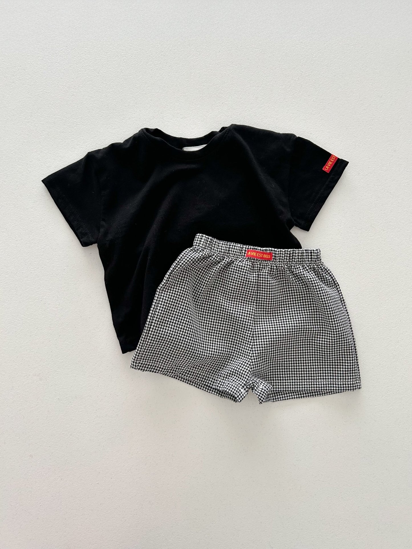 Toddler SS26 Short Sleeve Top and Gingham Shorts Sets (4m - 6y) - 2 Colors - AT NOON STORE