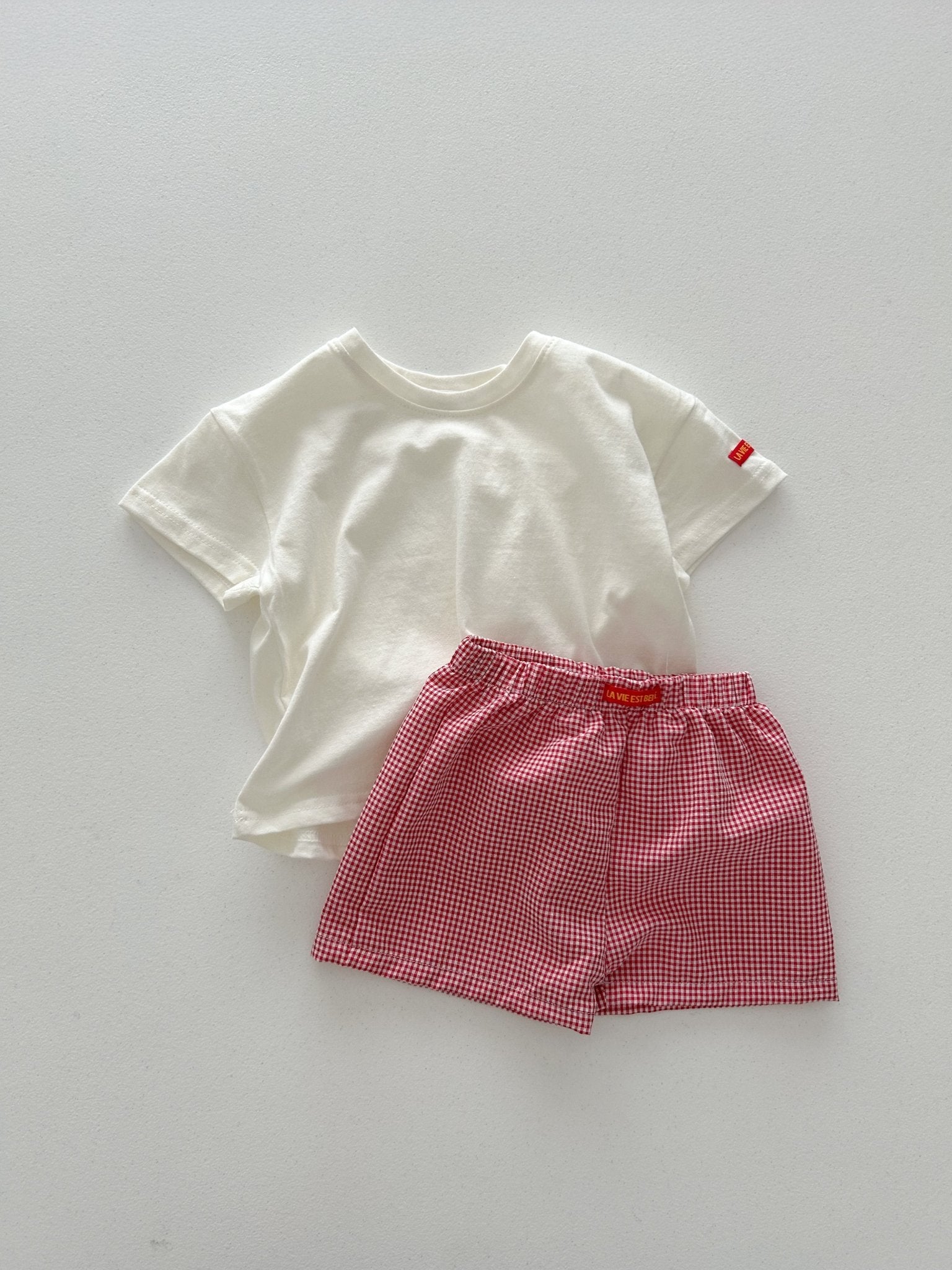 Toddler SS26 Short Sleeve Top and Gingham Shorts Sets (4m - 6y) - 2 Colors - AT NOON STORE