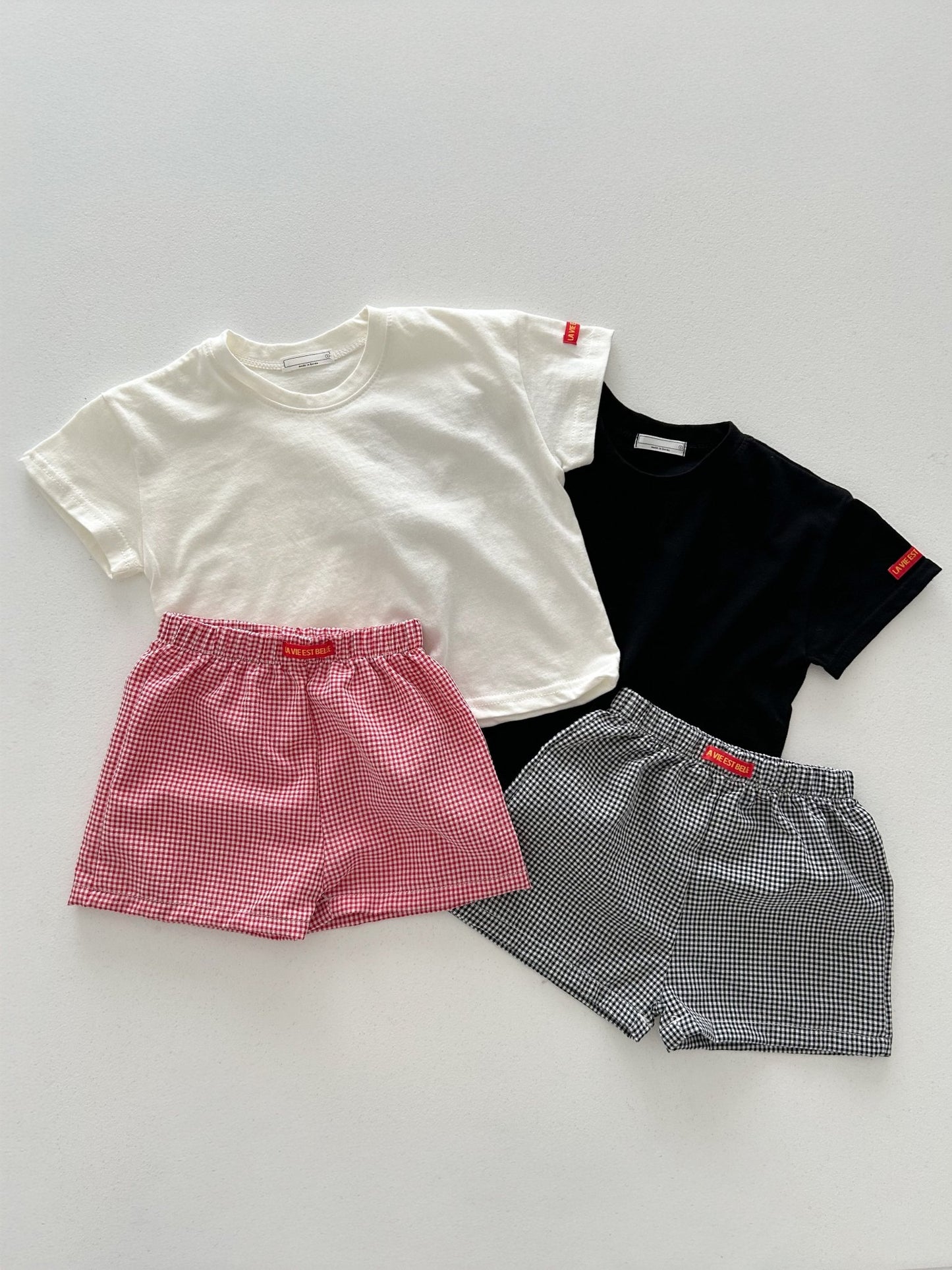 Toddler SS26 Short Sleeve Top and Gingham Shorts Sets (4m - 6y) - 2 Colors - AT NOON STORE
