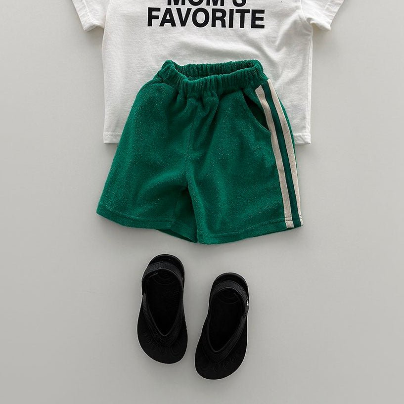Toddler SS26 Side Tape Terry Cloth Shorts (12m - 7y) - 3 Colors kids outfit