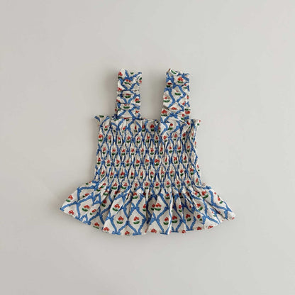 Toddler SS26 Smocked Peplum Top (1 - 5y) - Blue - AT NOON STORE