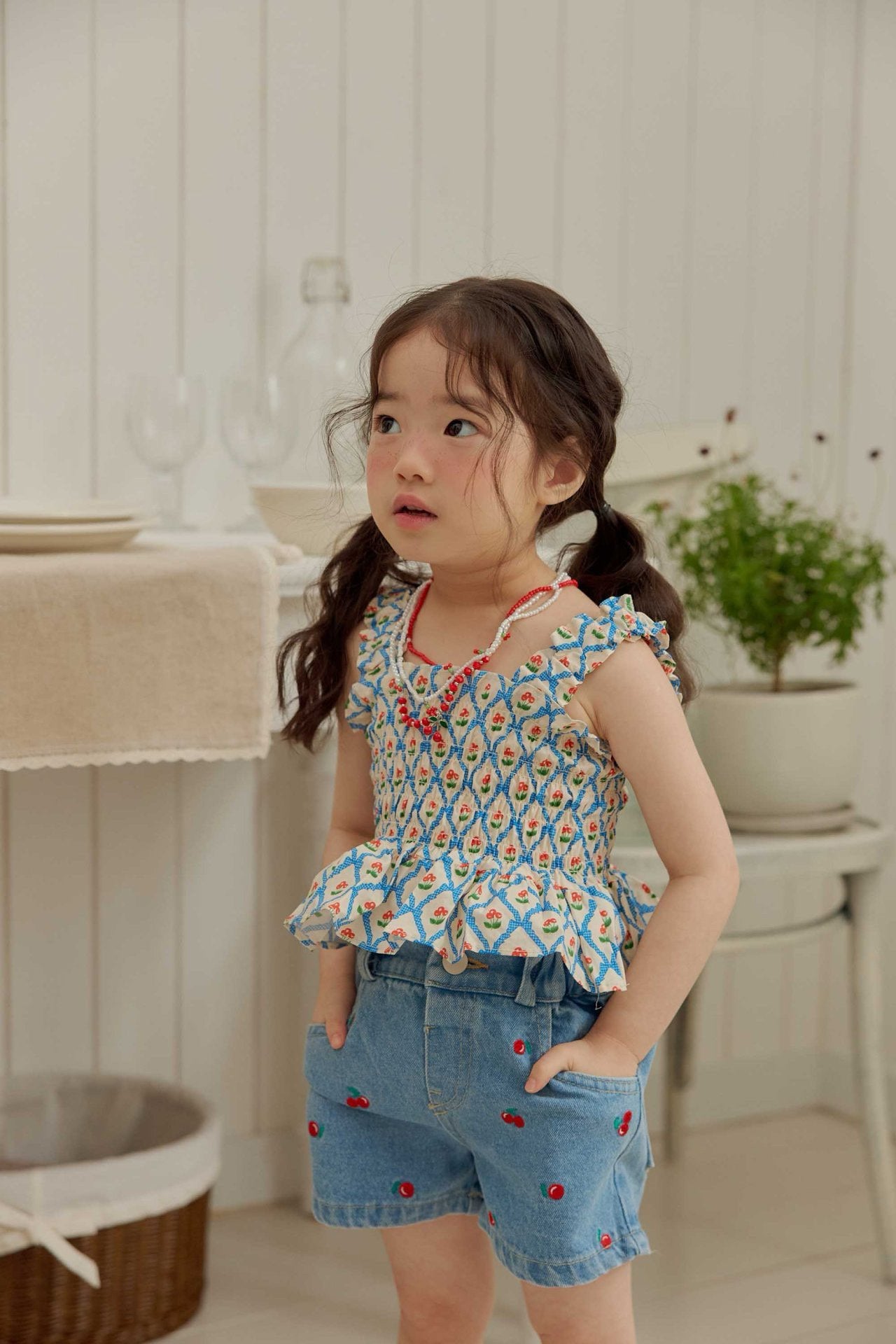 Toddler SS26 Smocked Peplum Top (1 - 5y) - Blue - AT NOON STORE