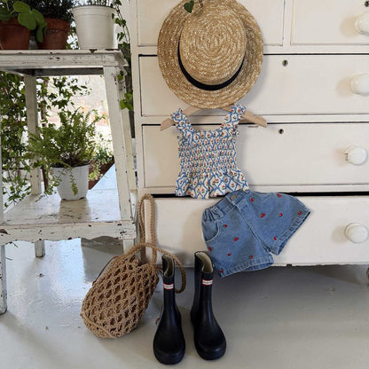 Toddler SS26 Smocked Peplum Top (1 - 5y) - Blue - AT NOON STORE