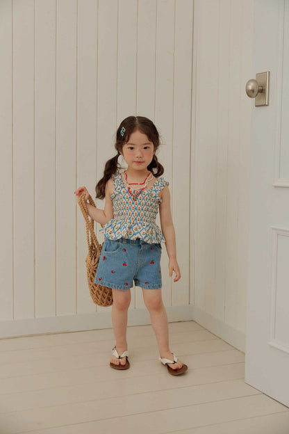 Toddler SS26 Smocked Peplum Top (1 - 5y) - Blue - AT NOON STORE
