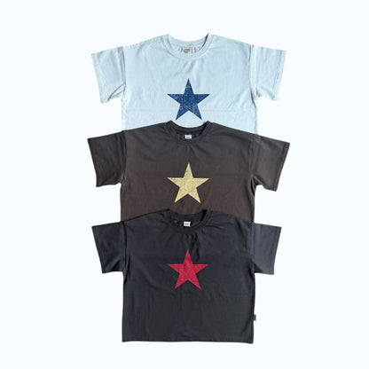 Toddler SS26 Star Print Loose Fit Short Sleeve Top (3 - 7y) - 3 Colors - AT NOON STORE