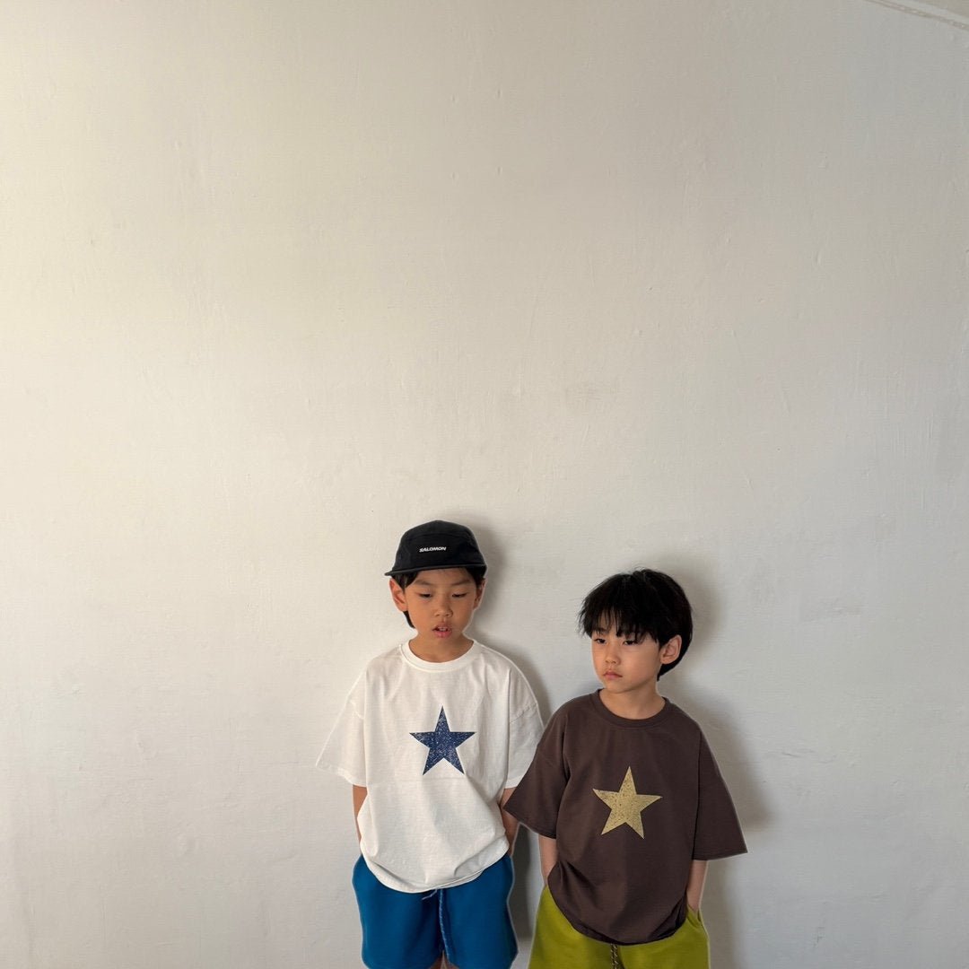 Toddler SS26 Star Print Loose Fit Short Sleeve Top (3 - 7y) - 3 Colors - AT NOON STORE